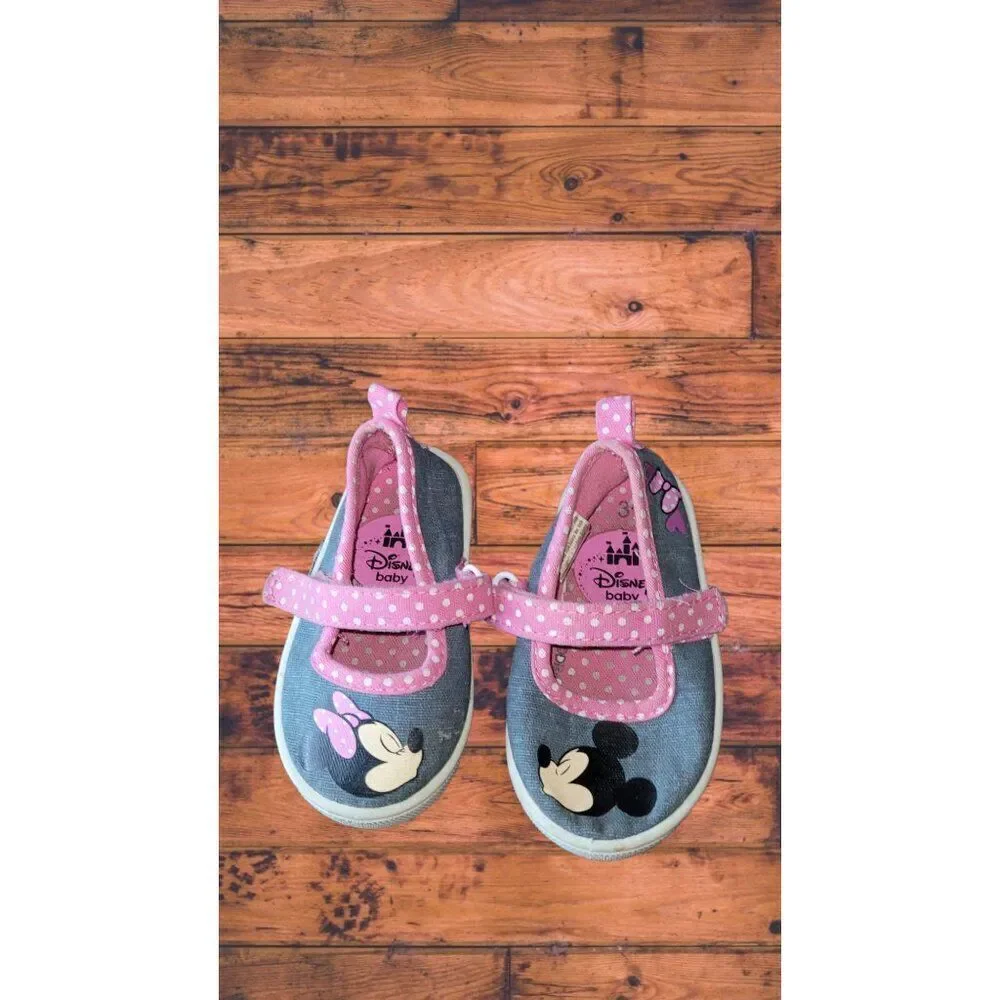 Disney Mary Jane Shoes Girls Sz 3 Infant Baby‎ Mickey Multicolor Straps